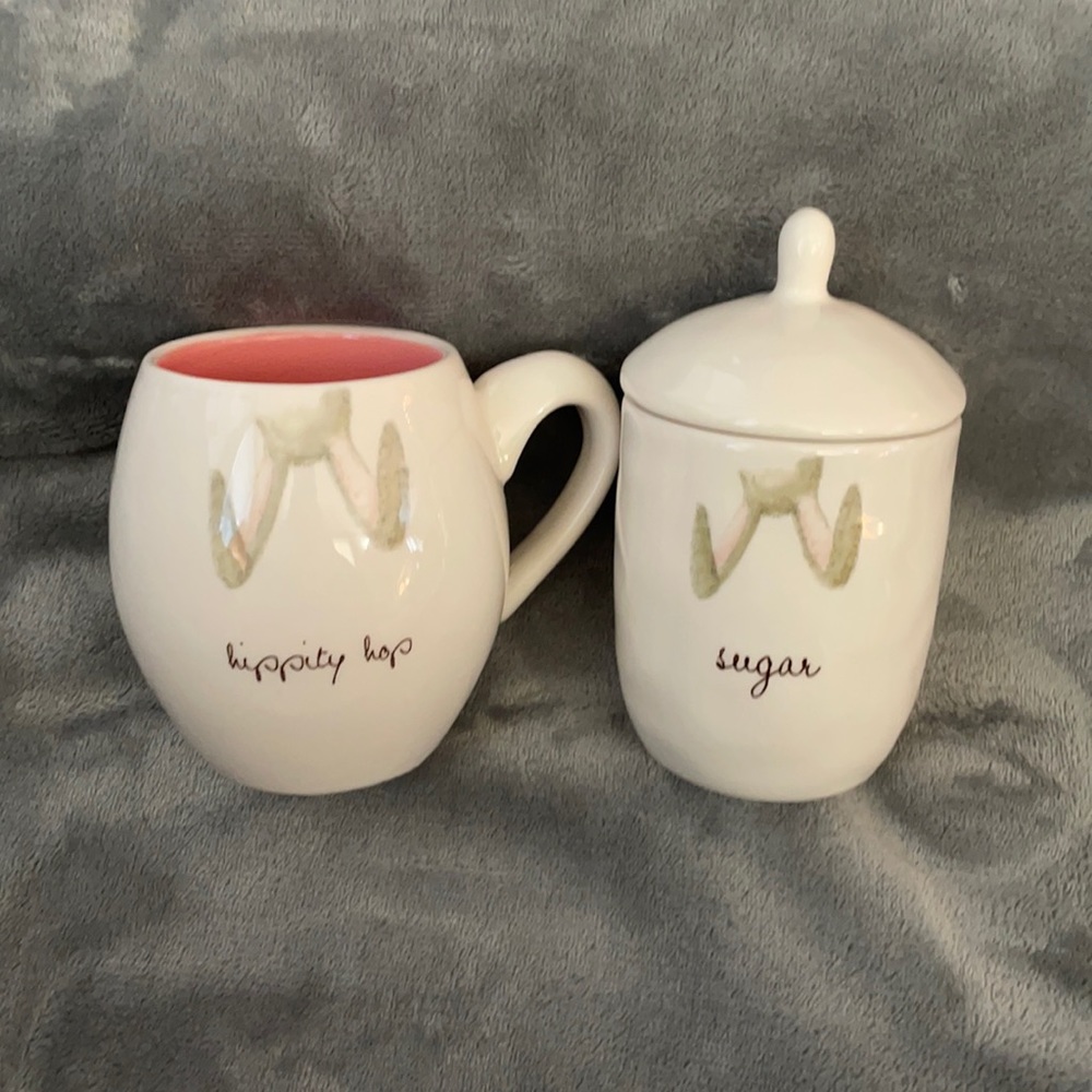Rae Dunn - 2018 Hippity Hop mug and Sugar canister